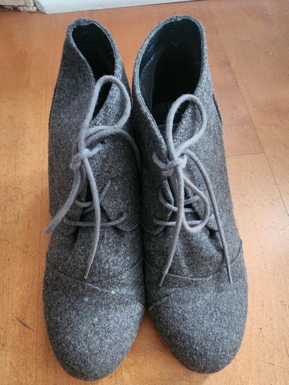 Grey 'Felt' Wedge Booties